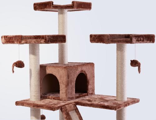Show full view: Frisco 72-in Large Base Faux Fur Cat Tree & Condo, Brown slide 3 of 8