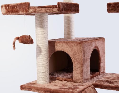 Show full view: Frisco 72-in Large Base Faux Fur Cat Tree & Condo, Brown slide 4 of 8