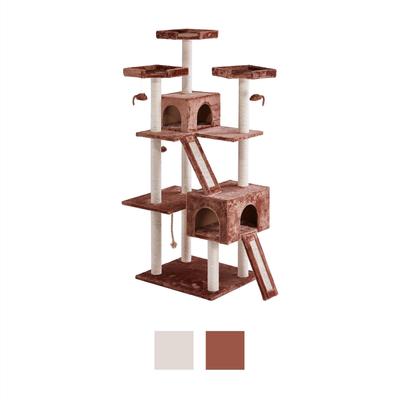 Show full view: Frisco 72-in Large Base Faux Fur Cat Tree & Condo, Brown slide 6 of 8