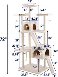 Frisco 72-in Large Base Faux Fur Cat Tree & Condo, Cream slide 2 of 7