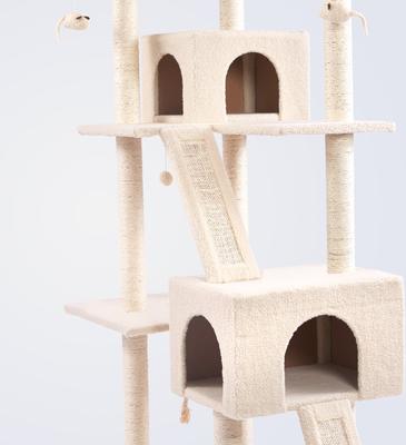 Show full view: Frisco 72-in Large Base Faux Fur Cat Tree & Condo, Cream slide 6 of 9