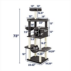 Frisco 73-in Cat Tree with Hammock, Condo, Lounge Basket, Top Perch & Bed, Dark Charcoal slide 2 of 6
