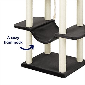 Frisco 73-in Cat Tree with Hammock, Condo, Lounge Basket, Top Perch & Bed, Dark Charcoal