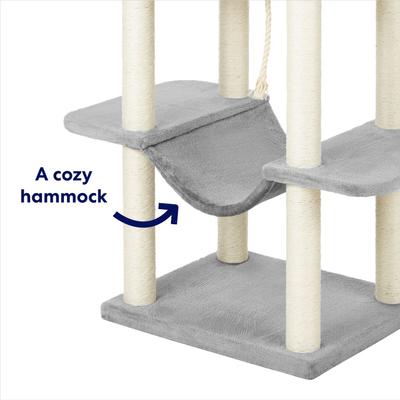 Show full view: Frisco 73-in Cat Tree with Hammock, Condo, Lounge Basket, Top Perch & Bed, Gray slide 3 of 8