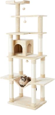 Show full view: Frisco 78-in Faux Fur Cat Tree & Condo, Cream slide 2 of 7