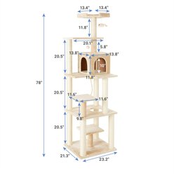 Frisco 78-in Faux Fur Cat Tree & Condo, Cream slide 2 of 6