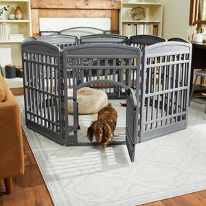 Frisco 8-Panel Plastic Exercise Dog Playpen, 34"H, Gray