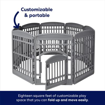 Show full view: Frisco 8-Panel Plastic Exercise Dog Playpen, 34"H, Gray slide 4 of 11