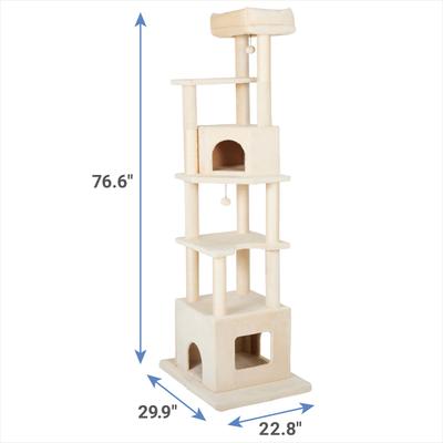 Show full view: Frisco 80-in Faux Fur Cat Tree & Condo, Cream slide 2 of 7