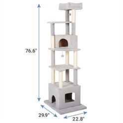 Frisco 80-in Faux Fur Cat Tree & Condo, Gray slide 2 of 5