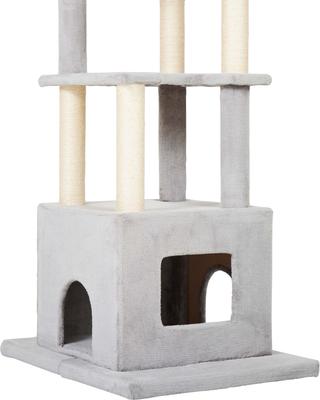 Show full view: Frisco 80-in Faux Fur Cat Tree & Condo, Gray slide 4 of 7