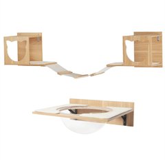 Frisco Acrylic Bowl Wall Mounted Wall Shelf + Cat Silhouette with Bridge Wall Mounted Cat Wall Shelves
