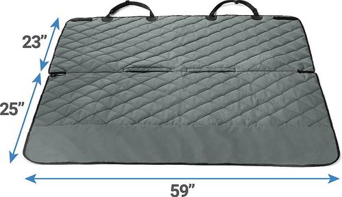 Show full view: Frisco Adjustable Seatbelt Tether, Length 3-ft, Width: 1'', Reflective Black + Quilted Water Resistant Bench Car Seat Cover, Regular, Gray slide 6 of 10