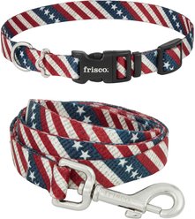 Frisco American Flag Dog Leash, Medium: 6-ft long, 3/4-in wide & Frisco American Flag Dog Collar, Medium: 14 to 20-in neck, 3/4-in wide