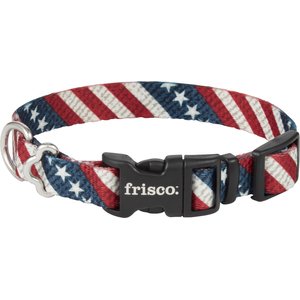 Frisco American Flag Polyester Dog Collar, XS: 8 to 12-in neck, 5/8-in W