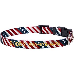 Frisco American Flag Polyester Personalized Dog Collar, Medium: 14 to 20-in neck, 3/4-in wide