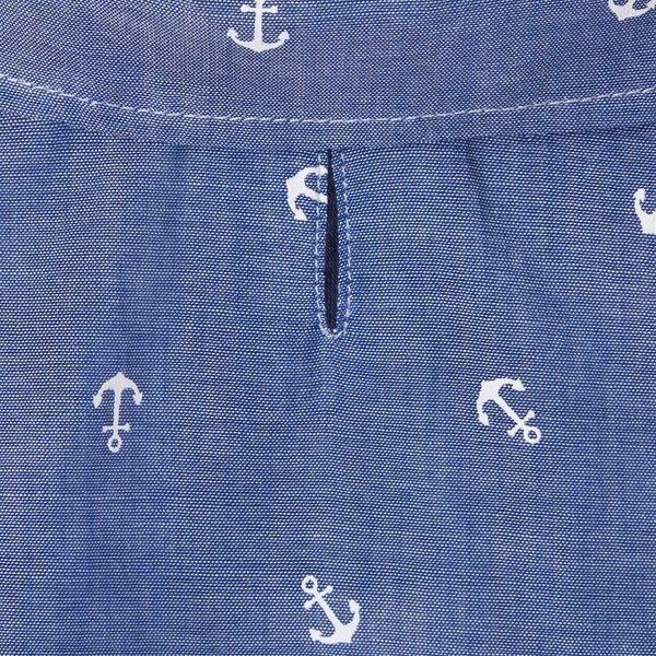 Frisco Anchor Print Chambray Dog & Cat Button Up Shirt