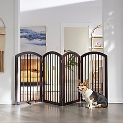Frisco Arch 4-Panel Solid Wood Dog Gate, 36-in, Espresso