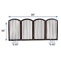 Frisco Arch 4-Panel Solid Wood Dog Gate, 36-in, Espresso slide 2 of 4
