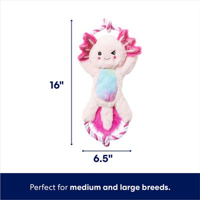Show full view: Frisco Axolotl Plush with Rope Squeaky Dog Toy, Medium/Large slide 2 of 6
