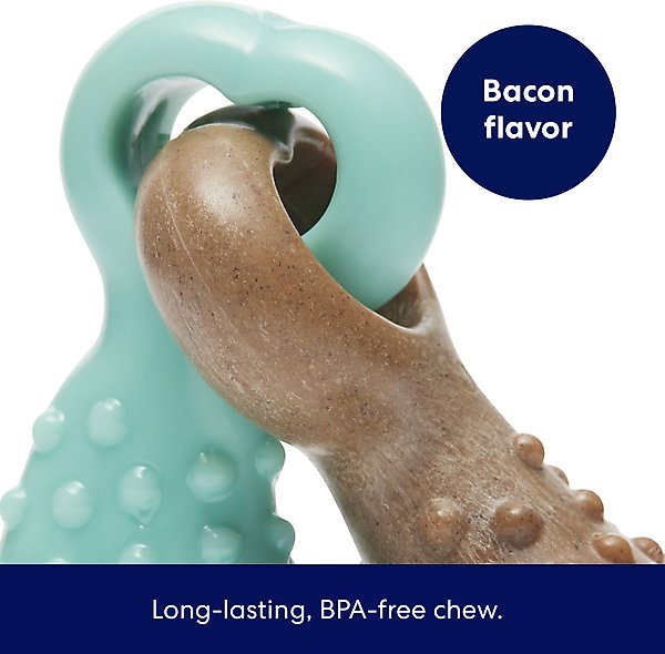 Show full view: Frisco Bacon Flavored Interlocking Bone Nylon & TPR Dental Teether Chew Puppy Toy for Moderate Chewers, Small slide 3 of 10