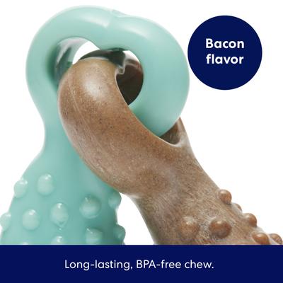 Show full view: Frisco Bacon Flavored Interlocking Bone Nylon & TPR Dental Teether Chew Puppy Toy for Moderate Chewers, Small slide 4 of 11