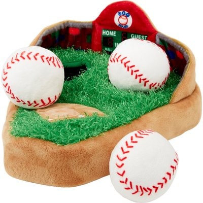 Frisco Frisco Baseball Hide & Seek Puzzle Plush Squeaky Dog Toy, Small