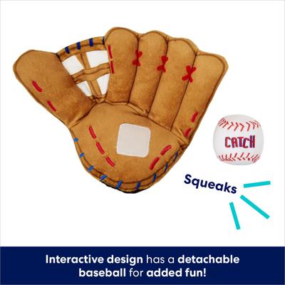 Show full view: Frisco Baseball Mitt & Ball Interactive Plush Squeaky Dog Toy, Medium/Large slide 3 of 7