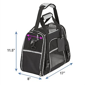 Frisco Basic Dog & Cat Carrier Bag, Black, Gray Trim, Small/Medium