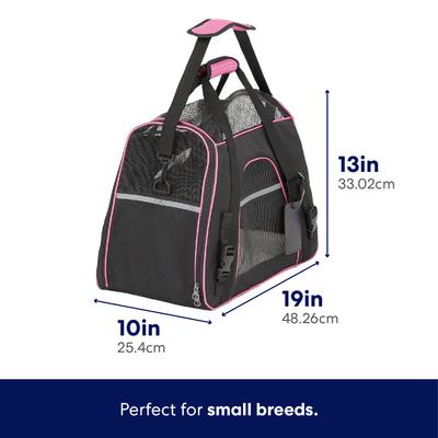 Show full view: Frisco Basic Dog & Cat Carrier Bag, Black, Pink Trim, Medium/Large slide 2 of 10