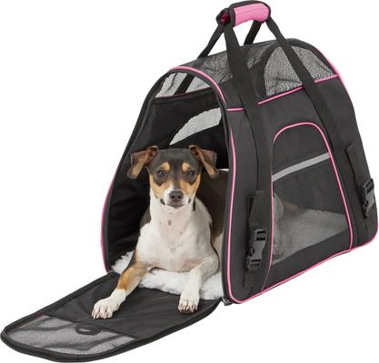Show full view: Frisco Basic Dog & Cat Carrier Bag, Black, Pink Trim, Medium/Large slide 6 of 10