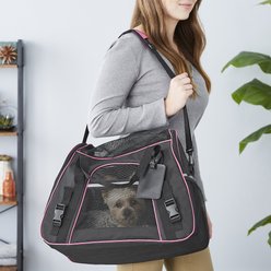 Frisco Basic Dog & Cat Carrier Bag, Black, Pink Trim, Small/Medium