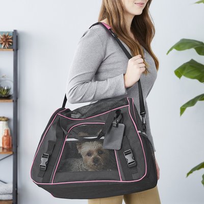 Frisco Frisco Basic Dog & Cat Carrier Bag, Black, Pink Trim, Small/Medium