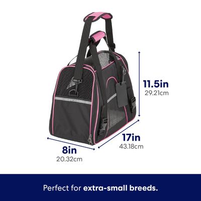 Show full view: Frisco Basic Dog & Cat Carrier Bag, Black, Pink Trim, Small/Medium slide 2 of 10