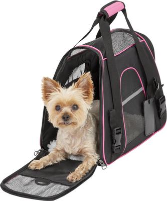 Show full view: Frisco Basic Dog & Cat Carrier Bag, Black, Pink Trim, Small/Medium slide 6 of 10