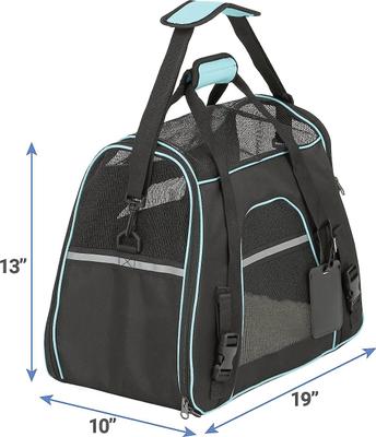 Show full view: Frisco Basic Dog & Cat Carrier Bag, Black, Teal Trim, Medium/Large slide 3 of 11