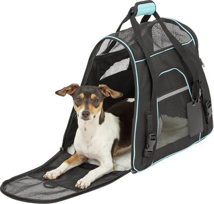 Show full view: Frisco Basic Dog & Cat Carrier Bag, Black, Teal Trim, Medium/Large slide 7 of 11