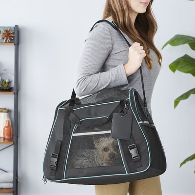 Frisco Frisco Basic Dog & Cat Carrier Bag, Black, Teal Trim, Small/Medium