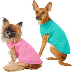 Frisco Basic Dog & Cat T-Shirt, Pink + Teal, Small