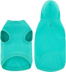 Frisco Basic T-Shirt, Teal, X-Large + Dog & Cat Hoodie, Teal, X-Large