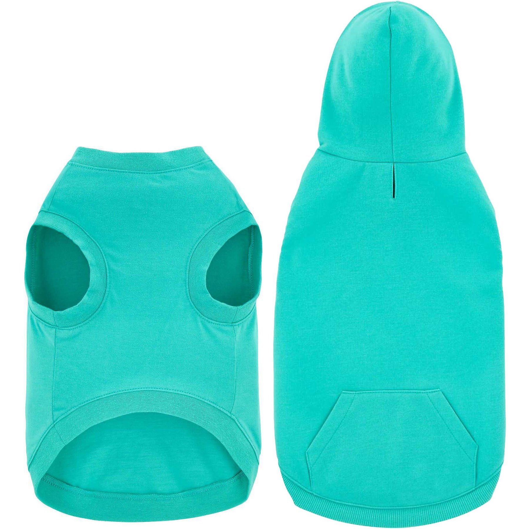 Frisco Basic T-Shirt, Teal, X-Large + Dog & Cat Hoodie, Teal, X-Large