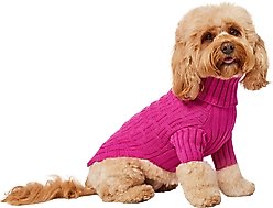 Frisco Basketweave Dog & Cat Turtleneck Sweater, Pink, Medium