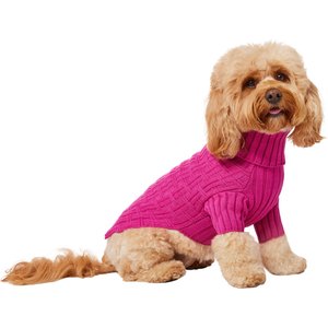 Frisco Basketweave Dog & Cat Turtleneck Sweater, Pink, Medium