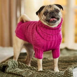 Frisco Basketweave Dog & Cat Turtleneck Sweater, Pink, Medium