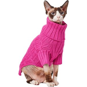 Frisco Basketweave Dog & Cat Turtleneck Sweater, Pink, Medium