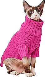 Frisco Basketweave Dog & Cat Turtleneck Sweater, Pink, Small