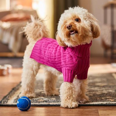 Show full view: Frisco Basketweave Dog & Cat Turtleneck Sweater, Pink, Small slide 8 of 12