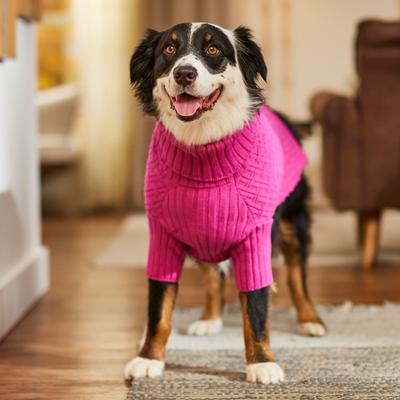 Show full view: Frisco Basketweave Dog & Cat Turtleneck Sweater, Pink, X-Large slide 6 of 10