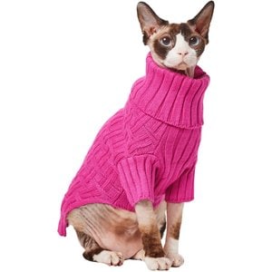 Frisco Basketweave Dog & Cat Turtleneck Sweater, Pink, X-Small