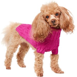 Frisco Basketweave Dog & Cat Turtleneck Sweater, Pink, X-Small